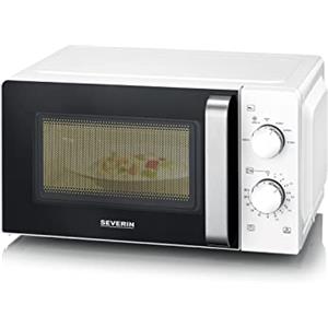 SEVERIN Forno a Microonde Solo, 700 W, Capacità 17 L, con Piatto Girevole Ø 24,5 cm, Funzione Scongelamento e Riscaldamento, Bianco/Acciaio Inox - MW 7885
