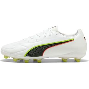 PUMA Scarpe da Calcio Unisex King 20 Match FG/AG, Colore Bianco-Rosso incandescente, Giallo Alert, Taglia 40, Puma Bianco Incandescente Rosso Giallo Alert, 42 EU