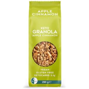Go-Keto Granola Apple Cinnamon 290 g - Muesli low carb e cheto, con scaglie di cocco, frutta secca, frutta, semi di girasole e semi di zucca, vegano, senza glutine