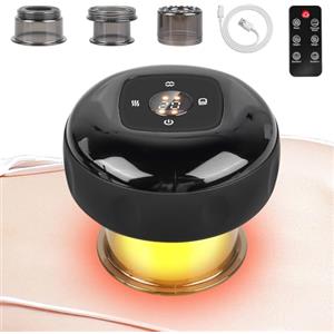 Leikurvo Coppettatrice elettrica a infrarossi, 12 marce, Smart Vacuum coppettazione, massaggiatore con telecomando, ricaricabile, dispositivo Guasha per sollievo dal dolore e disintossicazione del corpo (nero)