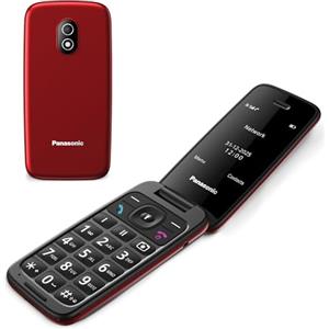 Panasonic KX-TU410 Telefono Cellulare 4G a Conchiglia 2,4 Pollici, Tasto SOS, Bluetooth 5.0, HAC, Vivavoce, IP44, Rosso