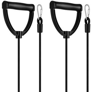 Zerodeko Corda Elastica per Stepper Maniglie Nere, 1 Paio, 15 Lbs | Allenamento Completo, Impugnature Ergonomiche, ABS e Nylon, per Stepper e Panche, Viaggio e Palestra