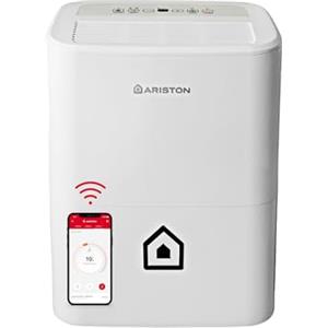 Ariston DEOS 16S NET Wifi - Deumidificatore Casa Muffa Portatile 16L/24h con Ruote, Bagno e Ambienti Fino 44㎡ Assorbi Umidità 24,5x35x51 - 3 Velocità e Filtro Antipolvere, Max 330w Compatibile con App