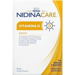 NIDINA NESTLÉ NIDINACARE VITAMINA D integratore alimentare pediatrico per Lattanti e Bambini dalla nascita, Flacone 10ml