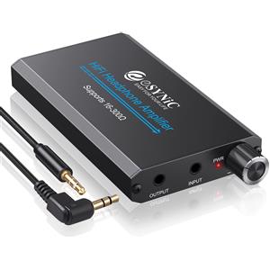 eSynic Amplificatore portatile per cuffie eSynic, amplificatore Hi-Fi per cuffie da 16-300 ohm, amplificatore Hi-Fi con batteria ricaricabile al litio, compatibile con MP3, MP4, smartphone, laptop, tablet - 16-300Ω