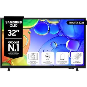 Samsung Smart TV 32" QE32Q5FAAUXZT QLED, Full HD, Real QLED, Quantum HDR, Contrast Enhancer, OTS Lite, Adaptive Sound, Gaming Hub, Slim Look Design, Edizione Speciale PACCHETTO INTRATTENIMENTO, 2026