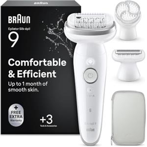 Braun Silk·épil 9 - Epilatore elettrico da donna con pettine rifinito, spazzola esfoliante e custodia, resistente all'acqua, per depilazione, rasatura e taglio, depilazione morbida e duratura, 9-061