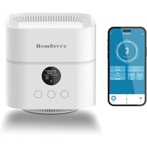 HomBreez Purificatore d'aria e umidificatore combinato per camera da letto, copre fino a 200 m², filtro HEPA H13, serbatoio d'acqua da 500 ml, diffusore di oli essenziali silenzioso per bambini