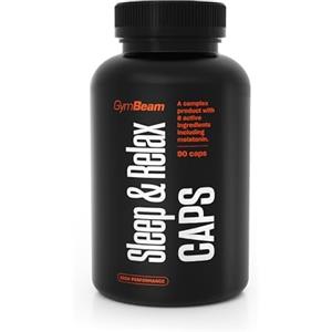 GymBeam Sleep & Relax CAPS - Melatonina e Valeriana per Sonno Rigenerante - Complesso con Melatonina Valeriana, Camomilla, Vitamina B6, L-Teanina, Estratti di Melissa e Lavanda, 90 cps