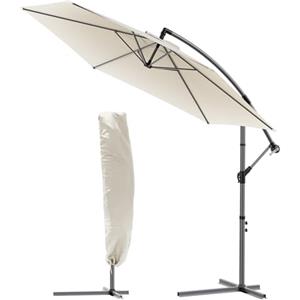 VOUNOT® Ombrellone da Giardino, Diametro 3M, Ombrellone Decentrato Parasole, con Base a Croce, Protezione UV, Beige