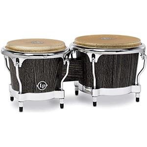 Latin Percussion LP Latin Percussion LP813700 Bongo Uptown Sculpted Ash 7 e 8,5, Frassino Doppio Strato/Pelle Natural Selezionata, Finitura: Ebony Stain/Cromata, LP201SA