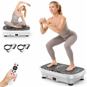 CURSOR FITNESS CURSOR pedana vibrante dimagrante, per lipedema | vibration plate Silenziosa, Massaggio dei Piedi, 99 Livelli, 9 Programmi, 3 Modalità Rapide, con Fascia di Resistenza