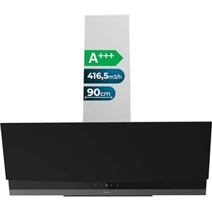 Cecotec Cappa Aspirante 90cm Decorativa Bolero Flux DT 904400 Matt Black A+++. Aspirazione 416,5m³/h, 3 Velocità, Basso Consumo, Motore DC, Controllo del Movimento e Touch, Vetro Opaco, Corpo Inox