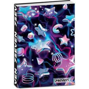 Seven Diario Pocket Scuola Datato 12 Mesi, 11,5 x 15,9 cm, 352 Pagine, Copertina Nera con Serigrafie Iridescenti Stelle e Stickers Inclusi, Diario Scuola per Bambine e Ragazze