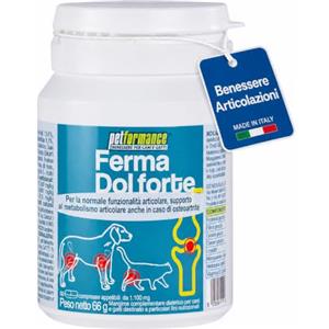 PETFORMANCE BENESSERE PER CANI E GATTI FERMADOL Forte Integratore Articolazioni Cane e Gatto con Glucosamina, Condroitina, Artiglio del Diavolo, Supporto Antidolorifico per Articolazioni Mobilità Cani Anziani - 60cps