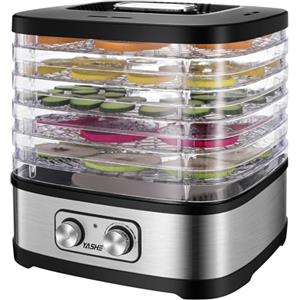YASHE GGJ-261A Essiccatore Alimentare, 5 Vassoi, 35-70°C, Timer 72h, 240W | Flusso d'aria 360° | Spazio regolabile | Senza BPA | Lavabile in lavastoviglie | Silenzioso | Protezione dal surriscaldamento