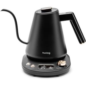Huslog Bollitore Elettrico a Collo di Cigno 1 L, 1100 W, Temperatura Regolabile 40-100 °C, Funzione Mantenimento Caldo, Display LCD con Manopola, in Acciaio Inox, Base Girevole 360° - per Tè e Caffè