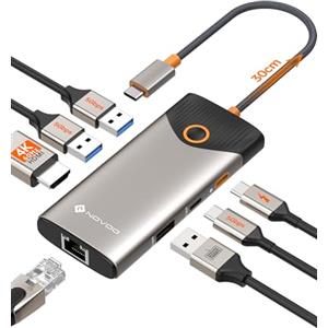 NOVOO Dock USB-C 7-in-1, HDMI 4K 60Hz, USB-A/C, Ethernet, PD 100W