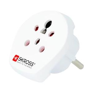 SKROSS | 1.500217-E | India Israel Denmark to Europe | Adattatore da Viaggio da Israele ,India, Danimarca ad Europa - Tensione e Potenza: 100V - 1600W / 250V - 4000W - Protezione Antiscossa