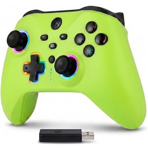 Altaudia Controller Wireless Bluetooth per PC - Compatibile con PC, Switch/Smartphone Android e iOS, Connessione USB, 2 Pulsanti Macro, Doppia Vibrazione, 6 Assi, Luci LED RGB, Colore Verde