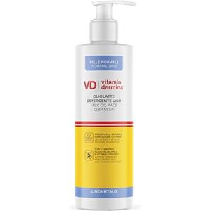 VITAMINDERMINA OLIOCREMA DETERGENTE VISO 250 ML - Pelle Secca, Sensibile ed a Tendenza Atopica - Con 5 Ceramidi, Vitamin Complex®, Acido Ialuronico e Burro di Karité - Adulti, Bambini, Neonati