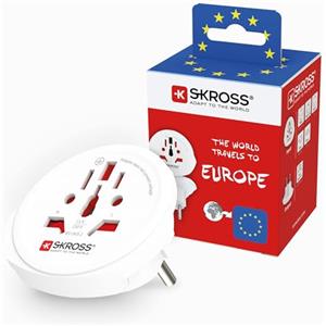 SKROSS World to Europe New Version, adattatore compatto, adattatore da viaggio universale per Europa, spina Euro