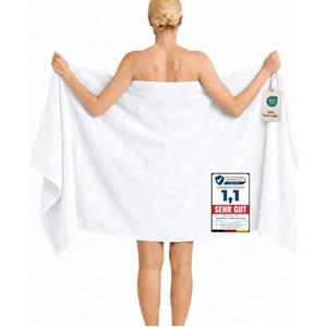 Komfortec Telo da Bagno XXL 100x200 cm, Spugna 100% Cotone, Bianco | Morbido, Assorbente e ad Asciugatura Rapida; Telo Doccia, Telo Mare, per Sauna, Spa e Lettino Massaggio