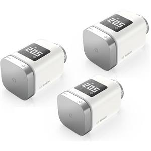 Bosch Smart Home Termostato per radiatore II [+M], termostato intelligente, uso flessibile nel sistema Bosch Smart Home o in sistemi Matter di diversi produttori, set da 3 pezzi