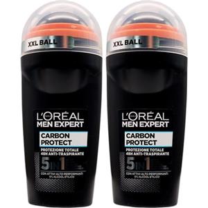 L'Oréal Paris men expert L'Oréal Paris Men Expert Deodorante Roll-On Carbon Protect, Anti-traspirante, 50 ml (Confezione da 2)