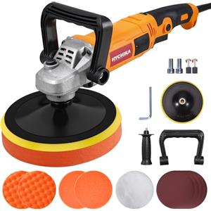 HYCHIKA BETTER TOOLS FOR BETTER LIFE HYCHIKA Lucidatrice Auto 1580W, Lucidatrice Ruotazione, Kit Lucidatura Auto, Controllo Variabile a 6 Velocità, Motore in Rame Puro, Lucidatrice con 180 mm Polierpad, Polisseuse