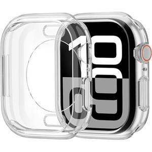 GEEDOOWIN Confezione da 2 custodie antiurto in morbido TPU per Apple Watch Serie 11/10, 46 mm, sottile, antiurto, telaio protettivo flessibile per iWatch accessori da 46 mm, trasparente