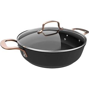 Cecotec Pentole Polka 24 e 28 cm. Alluminio, Rivestimento antiaderente, Adatto a tutti i tipi di cucina e lavastoviglie, Fondo indeformabile (Collezione Fantasy Golden, 28 cm. | Pentola bassa)