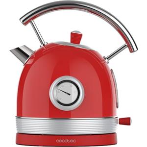 Cecotec Bollitore elettrico da 1,8 litri Thermosense 420 Vintage Light Red. 2200 W, 8 tazze da tè di capacità, misuratore di temperatura, stile vintage, base girevole a 360°, acciaio inox rosso