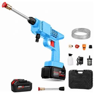 MOKEKA Idropulitrice a 2 Batteria Portatile Cordless con Valigetta | Serbatoio Schiuma, Lancia e Ugello Inclusi, Tubo di Aspirazione, Per Auto ed Esterni, Senza Fili