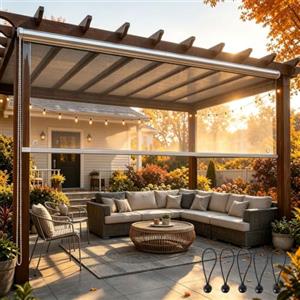 Generico Tenda a Rullo Trasparente per Esterni in PVC Cristal, Impermeabile Antipioggia Antivento, Tapparella Avvolgibile per Balcone Terrazzo Veranda Pergolato Gazebo, Cortina Divisoria(B40xH60cm)