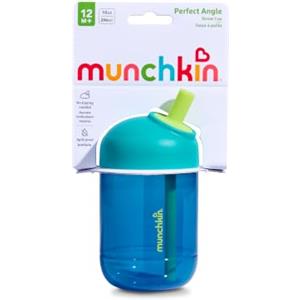 Munchkin Perfect Angle Tazza per bambini con cannuccia | 12m+ | 296 ml | Blu scuro