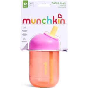 Munchkin Perfect Angle Tazza per bambini con cannuccia | 12m+ | 296 ml | Corallo