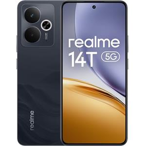 realme Smartphone 14T 5G, 8+256GB,batteria 5130 mAh,Processore Dimensity 6300, IP69, display 120Hz,Fotocamera AI da 50MP,Obsidian Nero, esclusiva Amazon Nessun adattatore , 8+256 GB, Solo Smartphone