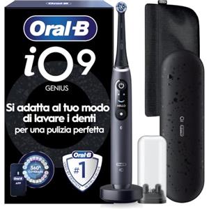 Oral-B iO 9 Spazzolino Elettrico, 1 Testina di Ricambio, Custodia, Nero