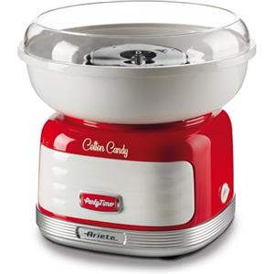 Ariete Cotton Candy Party Time 2973, Macchina per Zucchero Filato per Zucchero Semolato o Caramelle Dure, Dosatore e 4 Coni Inclusi, 450 W, Rosso