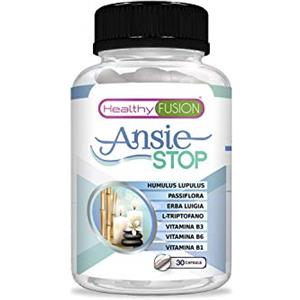 Healthy Fusion Tripofano | passiflora, luppolo, vitamine B1, B3 e B6, L-triptofano contro lo stress | Combatte i sintomi dell'ansia | Finisce con il nervosismo e facilita il riposo | 30 capsule