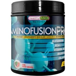 Healthy FUSION Aminofusion PRO | BCAAs + Glutammina + Vitamina B6 | BCAAs puri al 100% | Integratore per sportivi | Aumenta la tua massa muscolare | Ritarda la fatica e accelera il recupero | Gusto Anguria | 30 dosi
