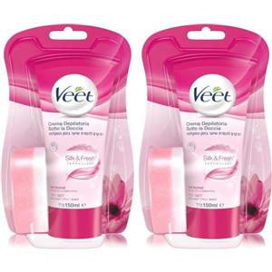 VEET Crema Depilatoria Sotto la Doccia Silk & Fresh Technology Pelli Normali 150ml (Confezione da 2)