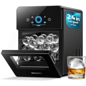 EUHOMY Macchina del Ghiaccio Palline 6,35 cm, 3 Pezzi Pronti in 40 Min, 108 Pezzi/Giorno, Autopulente, Macchina per Ghiaccio Sferico con Ghiaccio Cristallino, Ice Maker Rotondi per Whiskey e Bourbon