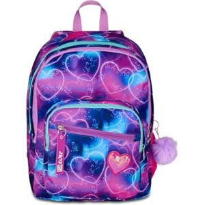 SJ GANG STYLE JAM GANG Zaino Scuola Doppio Scomparto, Multiheart Girl, Rosa, Maxi Capienza, Tasca Porta Borraccia, Scuola Elementare, Bambina e Ragazza