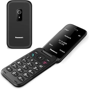 Panasonic KX-TF600 Telefono 4G Facile, Chiamate VoLTE Chiare, 290 Ore Standby, Ricarica Rapida USB-C, Display 2,8", Bluetooth, Torcia LED, Resistente IP44, Tasti Illuminati, Nero