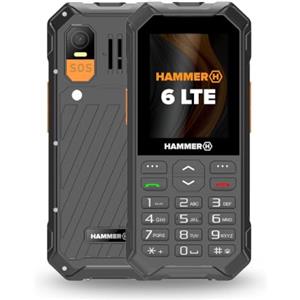 Hammer H Telefono a pulsante Hammer 6 LTE, grande batteria da 2500mah fino a 7 giorni in standby, torcia e tasto SOS, tecnologia Volte, tasti illuminati, test di caduta IP68 da 1,5 metri, 2,4 pollici