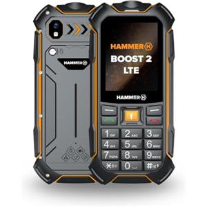Hammer H HAMMER Boost 2 LTE telefono rugged 4G IP68, cellulare da lavoro con tasti grandi, display 2,4", Dual SIM, batteria 3500 mAh lunga durata, nero-arancione