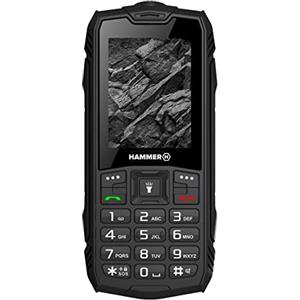 Hammer H Rock Outdoor Cellulare con bottoni senza contratto, display a colori da 2,4", robusto, Mega batteria 1800 mAh, impermeabile (IP68), resistente agli urti, cellulare, torcia, Dual SIM, Black