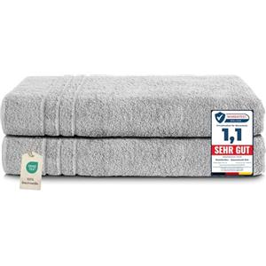 Komfortec Set 2 Teli Sauna 80x200 cm, Spugna 100% Cotone, Argento | Set di 2 Teli Sauna Grandi e Assorbenti; Telo Doccia, Telo Mare, per Spa e Lettino Massaggio